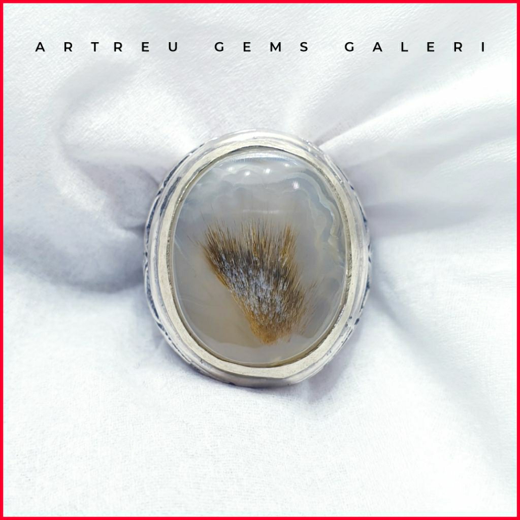 Batu Cendana Serat Emas Unik | COD Bisa | Cincin Batu Akik Ring 5-10