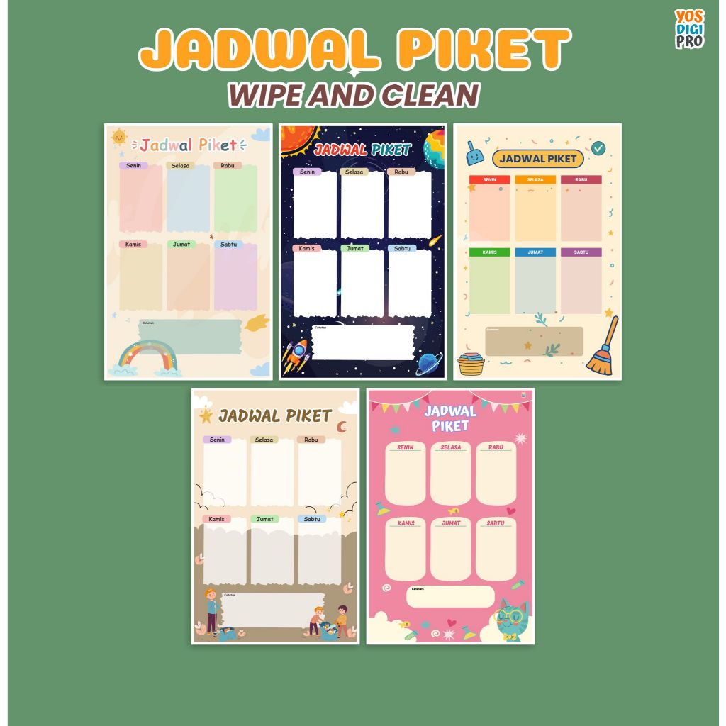 Poster Jadwal Piket WIpe And Clean Ukuran Besar A3+