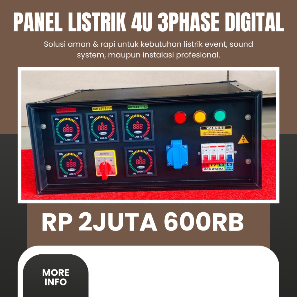 panel listrik 4u 3phase digital