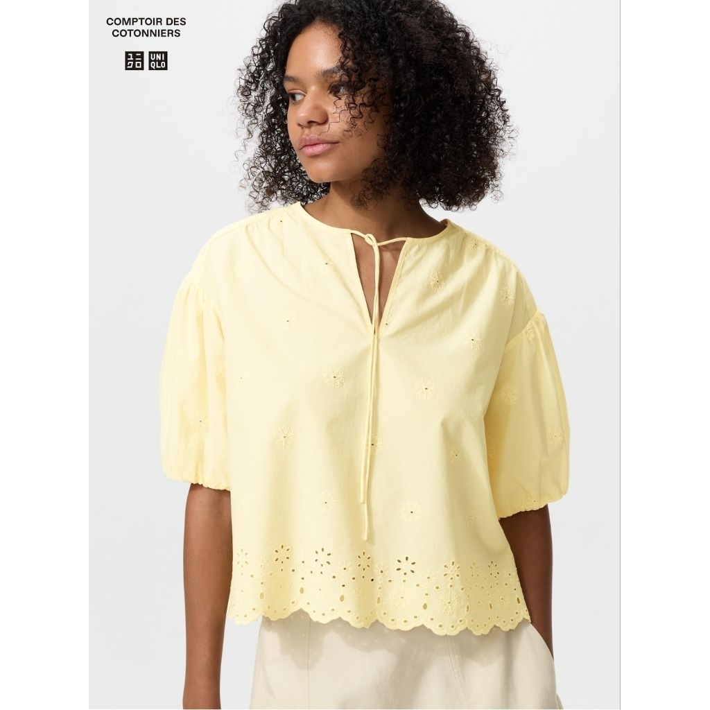 WOMEN Blus Bordir | Lengan 1/2 UNIQLO
