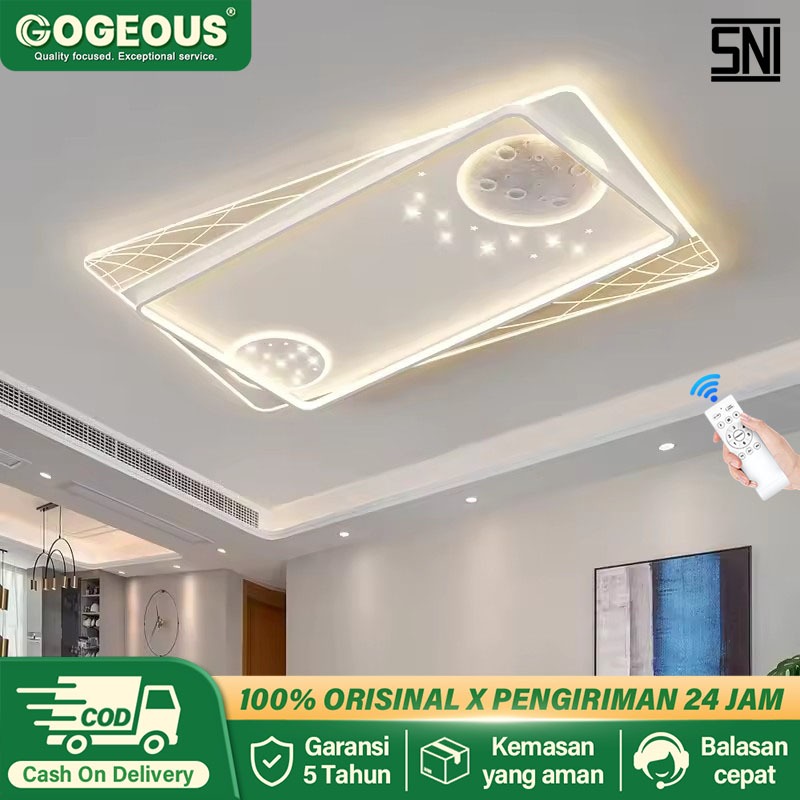 GOGEOUS Lampu Plafon Ruang Tamu Remote Led 3 Warna Ruang Tamu Meja Makan Balkon Lampu Gantung Kamar 