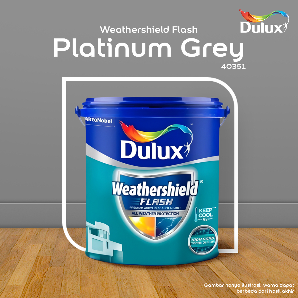 CAT TEMBOK PLATINUJM GREY DULUX WEATHERSHIELD FLASH - 2,5 LITER CAT PLATINUM GREY 40351 CAT TEMBOK E