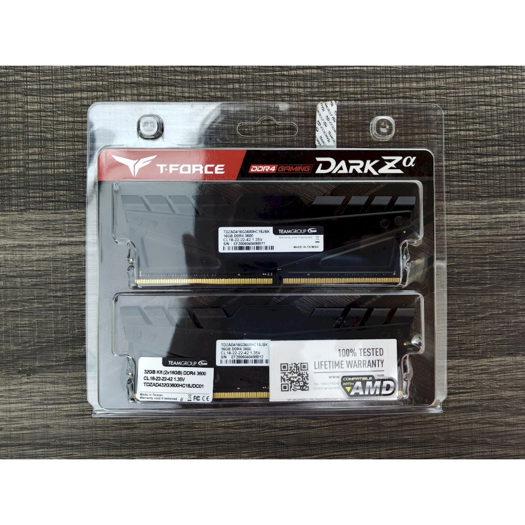 Teamgroup T-Force Dark Z-alpha 32GB (2x16GB) 3600 DDR4 RAM