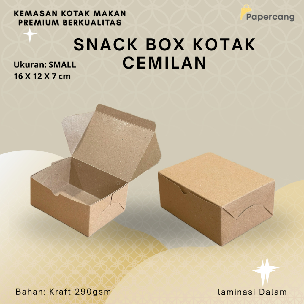 Snack Box Kraft Coklat Laminasi Small Kemasan Cemilan UMKM Murah Grosir