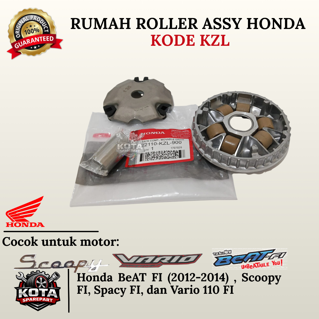 RUMAH ROLLER ASSY ORIGINAL HONDA KODE KZL UNTUK MOTOR HONDA BEAT FI (2012-2014), SCOOPY FI, SPACY FI