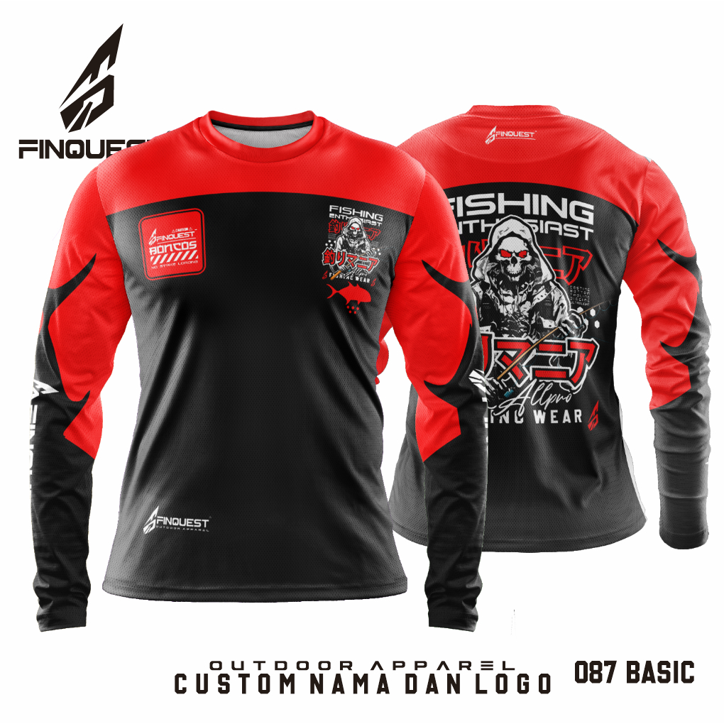 FINQUEST Jersey mancing red black boncos no loading strike