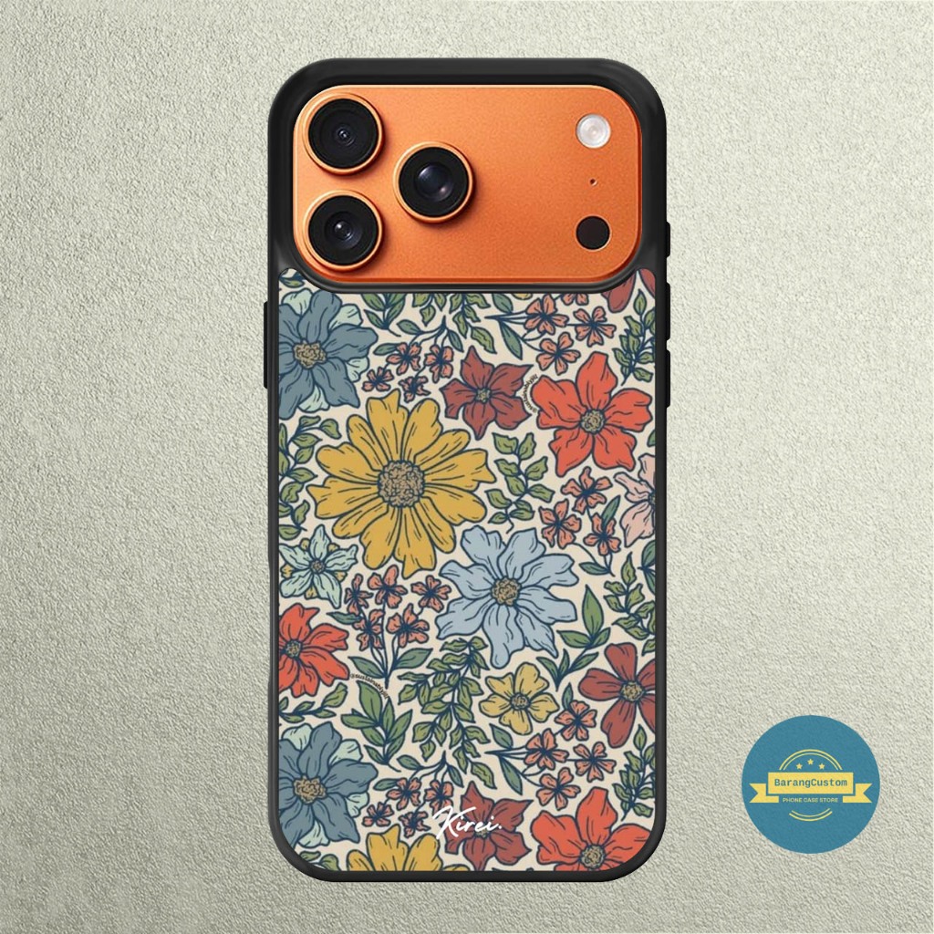 Case iPhone 17 16 15 14 13 12 11 Mini Plus Pro Max TPU Rubber Floral Art
