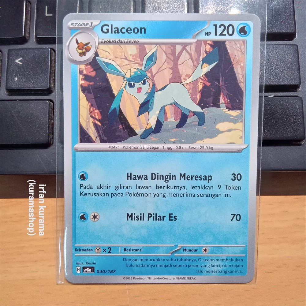 KARTU MAINAN ANAK Kartu Pokemon Scarlet Violet Glaceon 040/187
