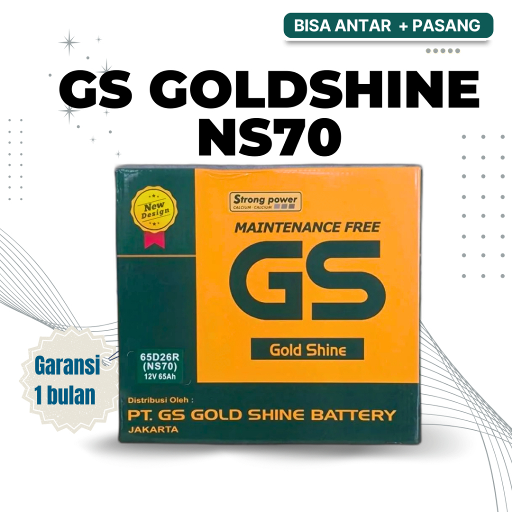 Aki Mobil Mitsubishi Kuda Bensin NS70 (65D26R) GS Gold Shine