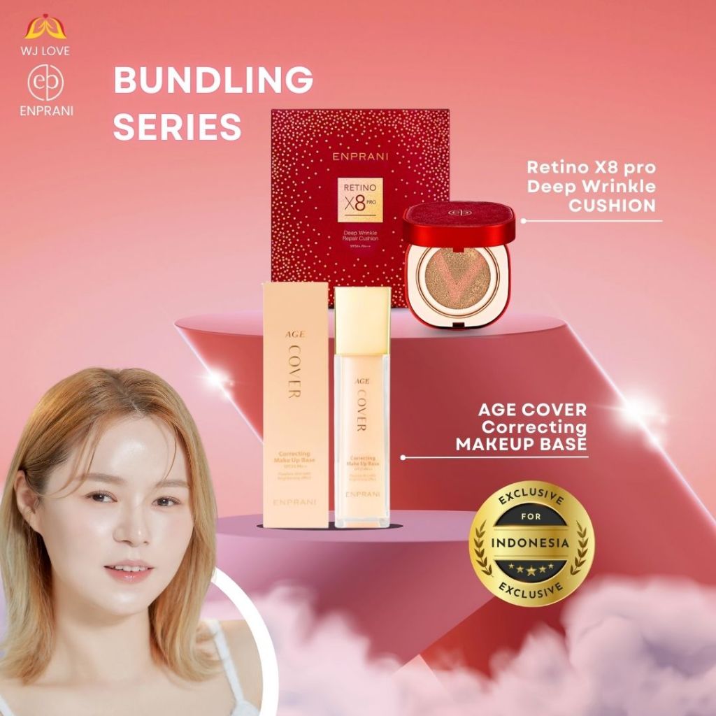 Promo Bundling Enprani Retino X8 Pro Deep Wrinkle Repair Cushion + Age Cover Correcting Make Up Base