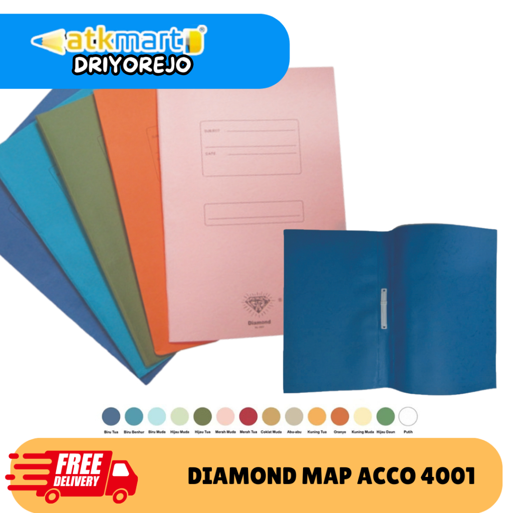 (6 PCS) Diamond Map 4001 Acco – Map Kertas Tebal Folio/4001 36×24 Warna Pilihan
