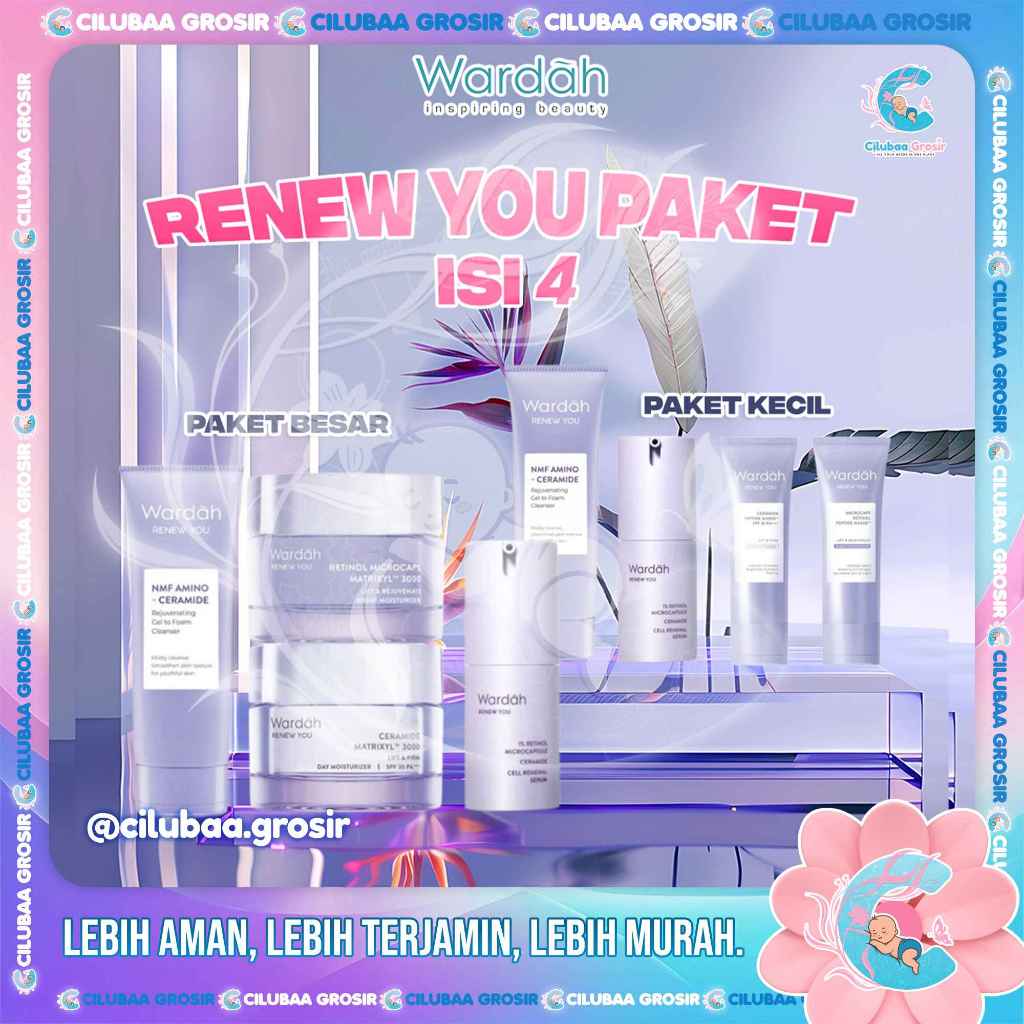 [PAKET ISI 4PCS] WARDAH Renew You || Foaming Cleanser || Intensive Serum || Day Cream || Night Cream