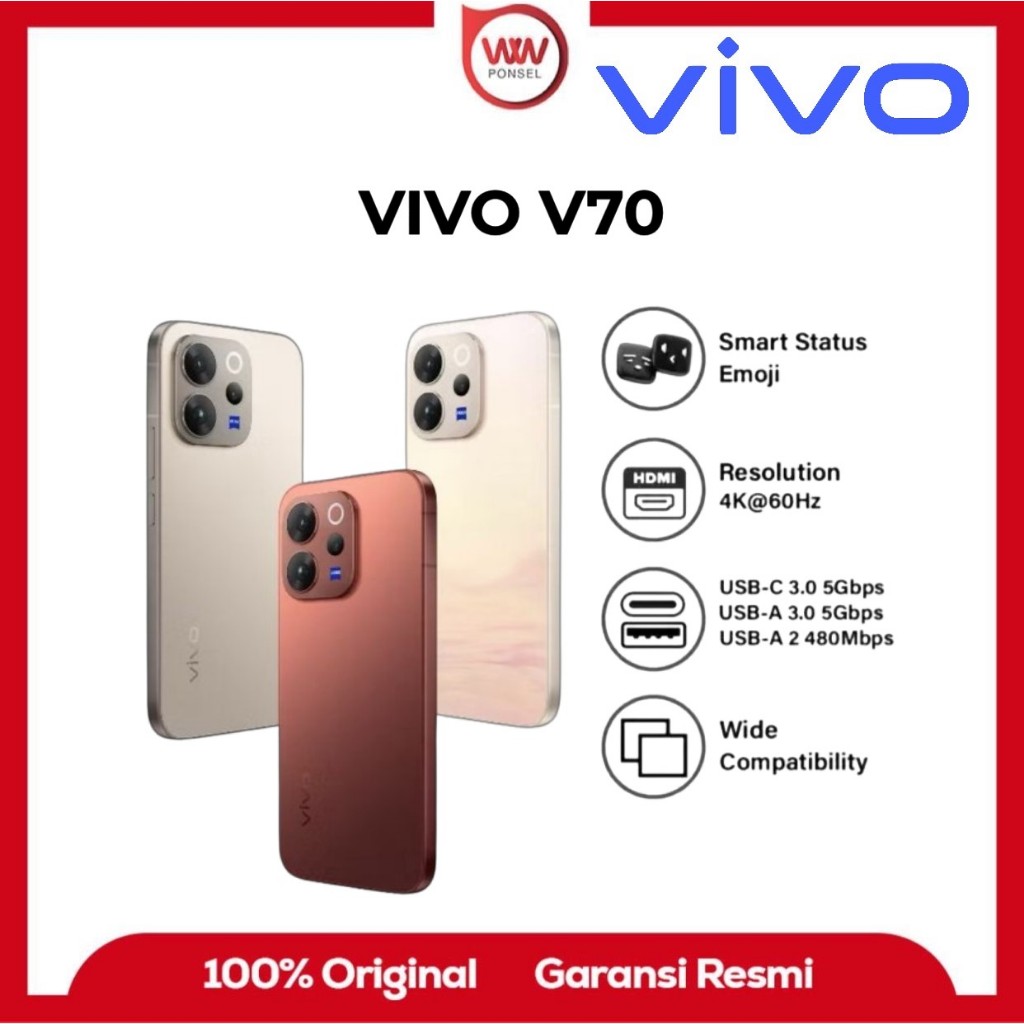 HP VIVO V70 Ram 12GB Internal 256GB Garansi Resmi