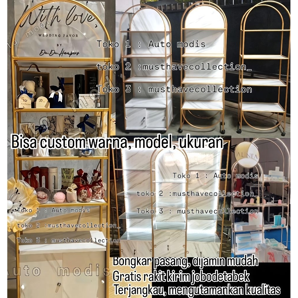 RAK PARTISI EMAS EMPAT BERTINGKAT BONGKAR PASANG SERBAGUNA INDUSTRIAL DIVIDER PEMBATAS RUANGAN LEMAR