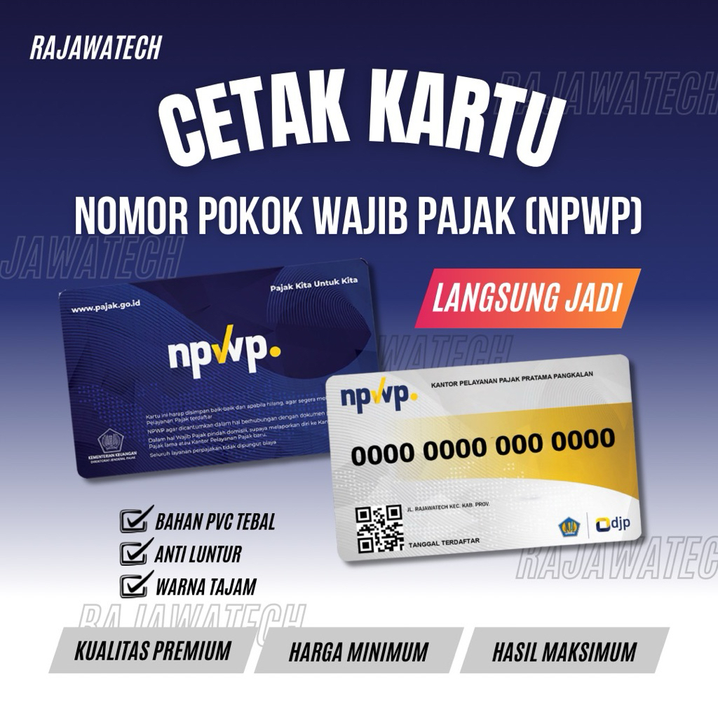 [Langsung Jadi] Cetak Kartu NPWP Bahan PVC ID Card Tebal Standar ATM