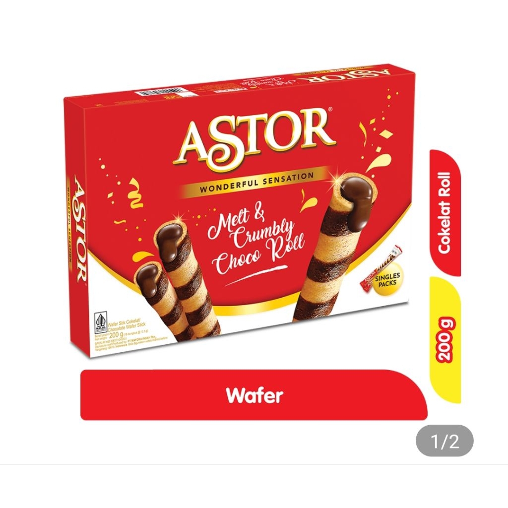 Astor Wafer Rolls Kemasan Dus Box Singles