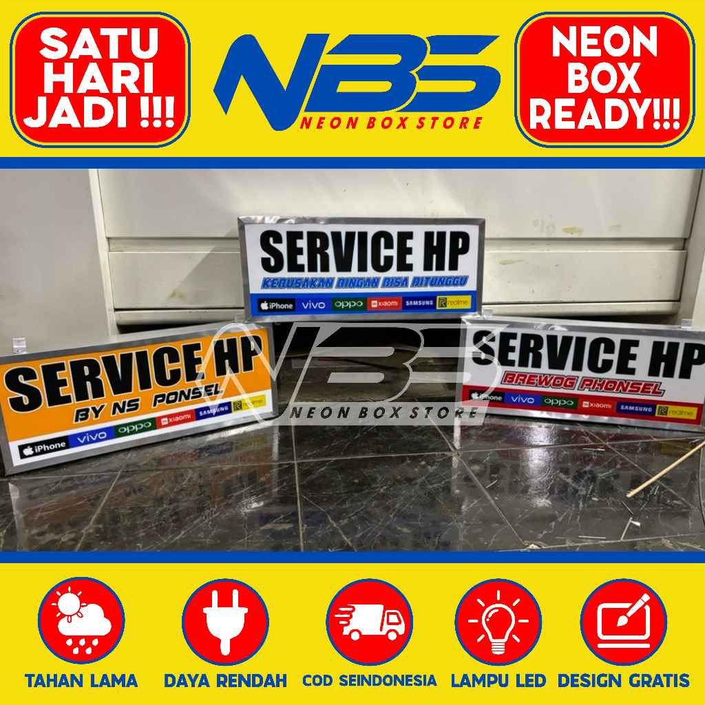 NEON BOX KONTER SERVIC HP CUSTOM 2 SISI TERMURAH