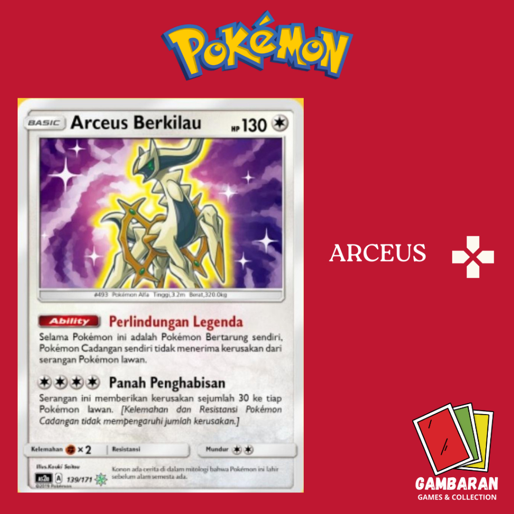 Arceus Berkilau 139/171 As2a Kartu Pokemon Indonesia TCG