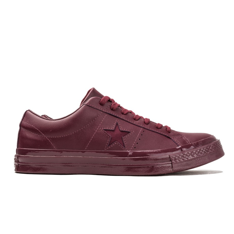 Sepatu Sneakers Pria Converse One Star 74 OX Leather Deep Bordeaux Original 155715C