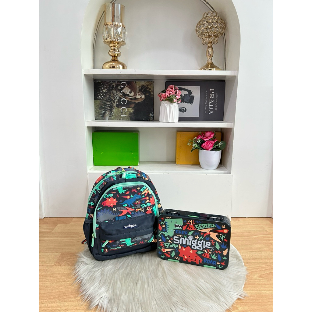 TAS ANAK SMIGGLE SERIES - DINO NAVY SET