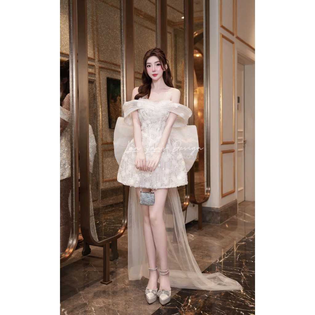 ‼️WITHEURSTYLE‼️EVENING GOWN COCKTAIL DRESS HIGH QUALITY VIETNAM TANPA LENGAN SABRINA GLAMOUR MEWAH 