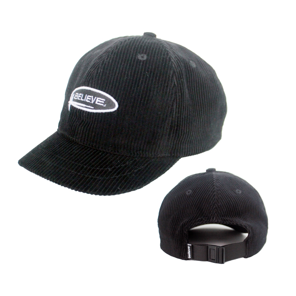 Believe Topi Corduroy Lidah Pendek Hitam