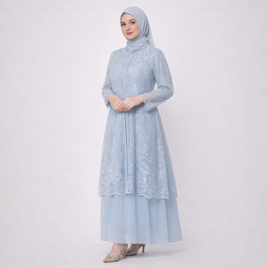 Gamis Wanita | Gamis Kondangan Simple Elegan | Gamis Terbaru | Lunnabby - Gamis Fitri Ceruty Brukat