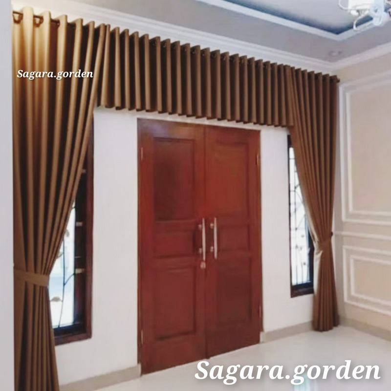 gorden poni pintu 1 set dan jendela murah bahan blackout motif kombinasi