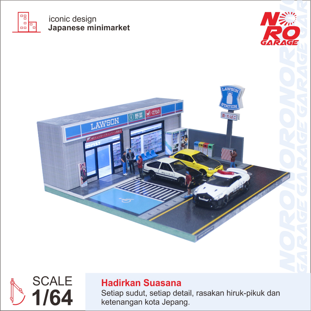 Diorama Japanese mini market Lawson. Led Versi small. Skala 1:64