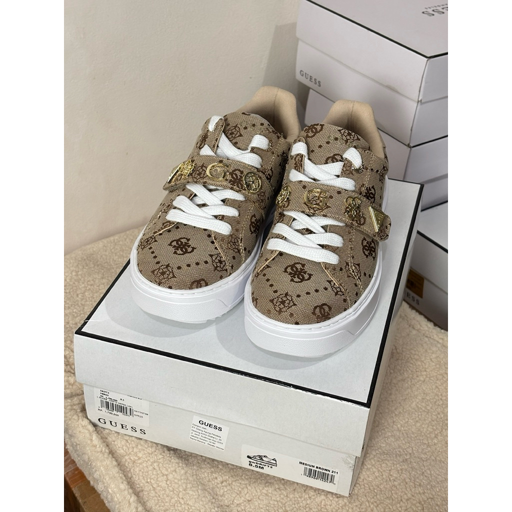 GUESS SHOES SNEAKERS - DRIFT2 size 39 - medium brown - sepatu guess wanita