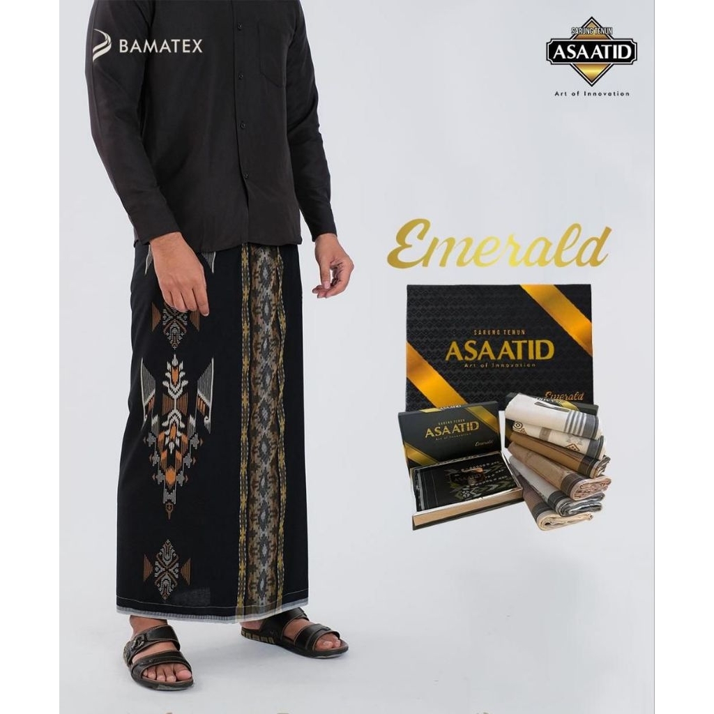 Sarung ASSATiD Emerald Gold Pack Black Series Tenun Timbul Dewasa Jumbo Black Series - Nyaman Dipaka
