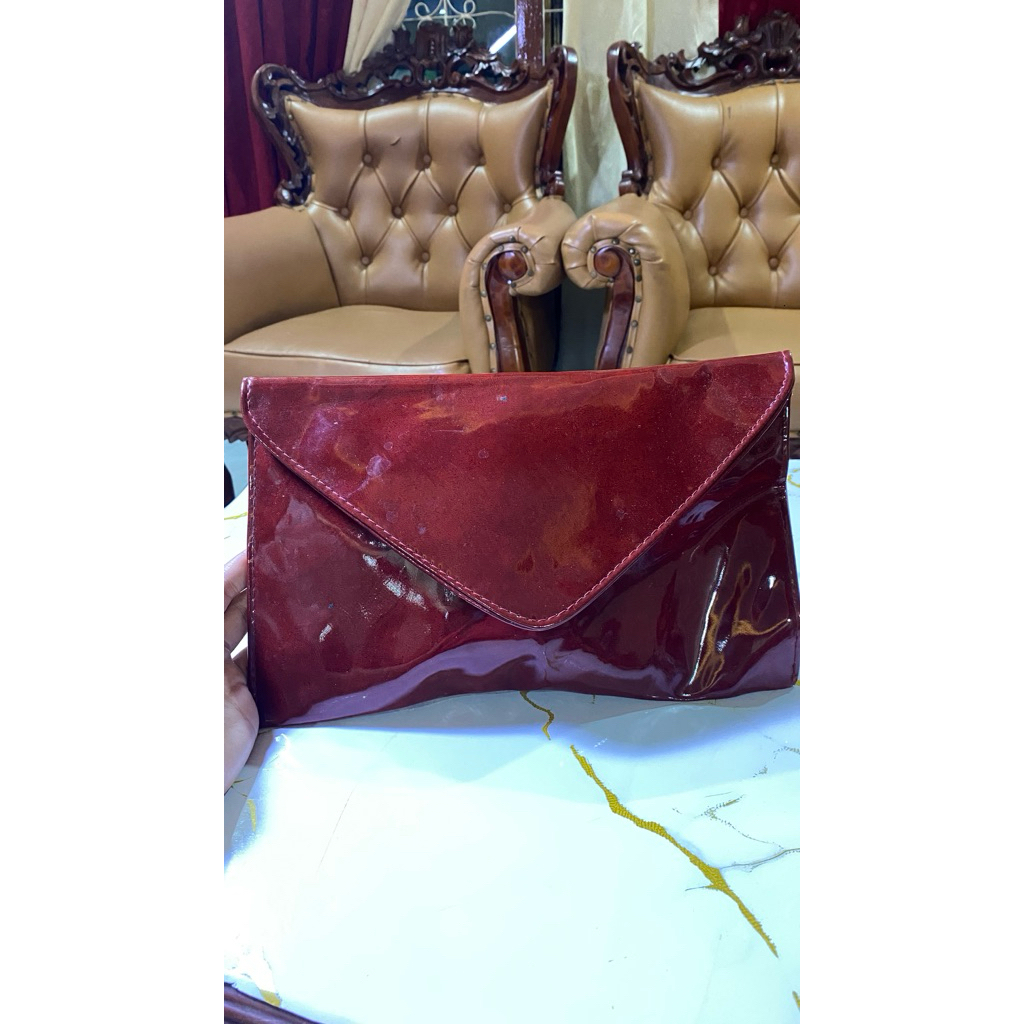 preloved clutch kulit asli