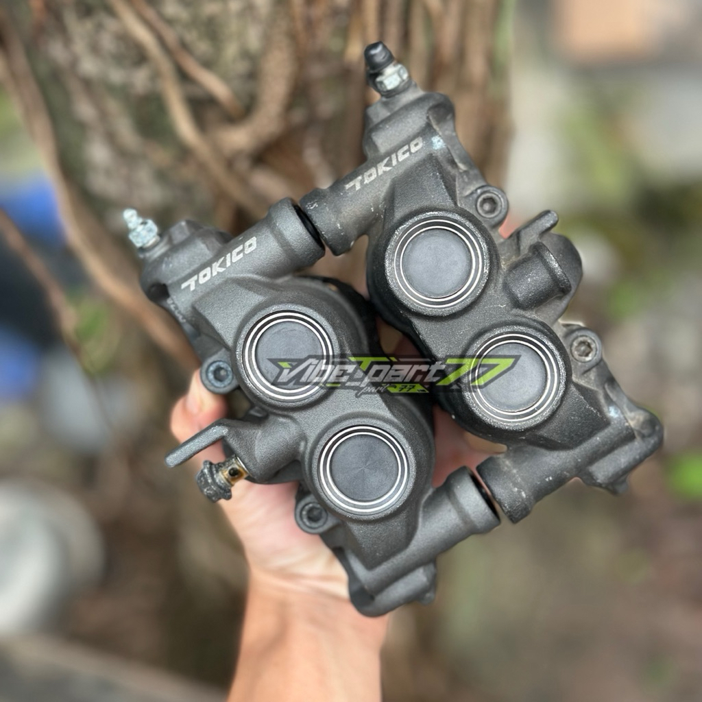 KALIPER ZX10 TOKICO MODEL KACA MATA KANAN KIRI PICT 108 4 PISTON ORIGINAL COPOTAN MOGE MULUS