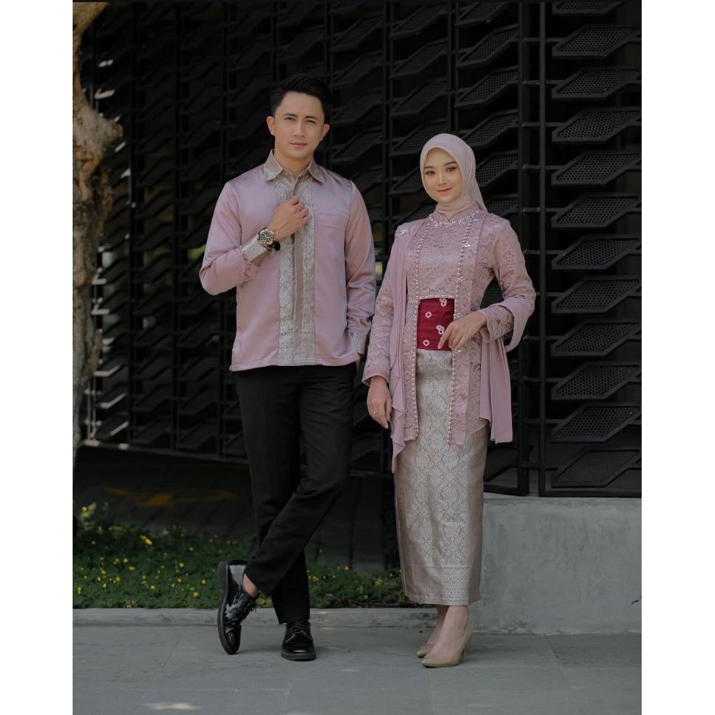 SET KEBAYA KUTU BARU LAKSMI ROSE ORI COUPLE KEMEJA KOKO KOMBINASI ANAK & JUMBO / BAJU SETELAN SERAGA