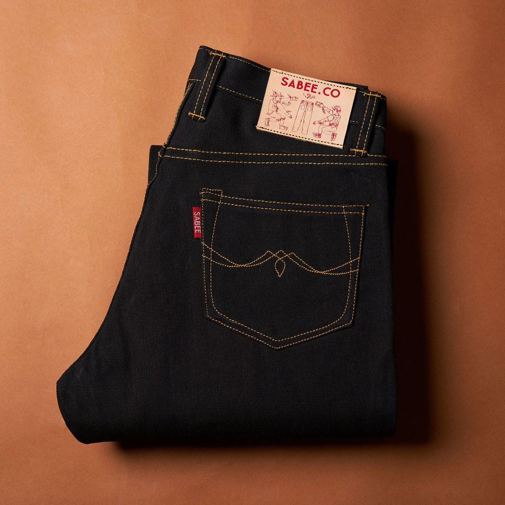 SABEE.CO Indigo Browns Slim Stragt 16.OZ
