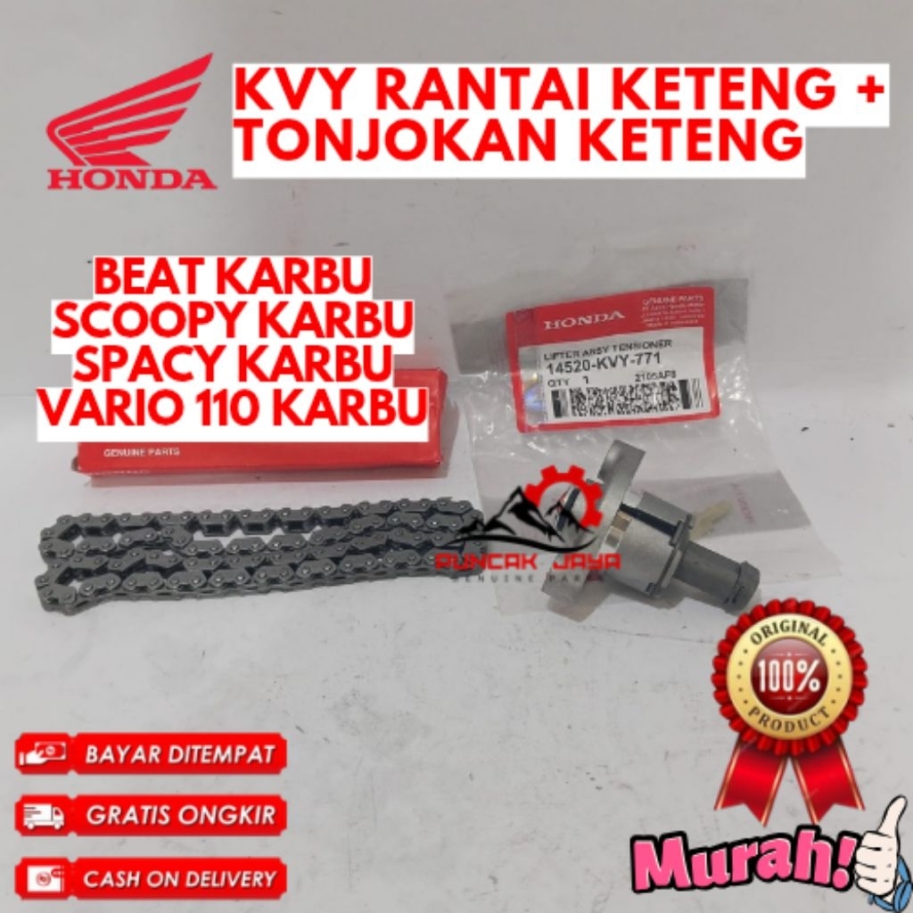 RANTAI KETENG + TONJOKAN KETENG ORIGINAL HONDA KODE KVY, RANTAI KETENG + TONJOKAN KETENG BEAT KARBU,