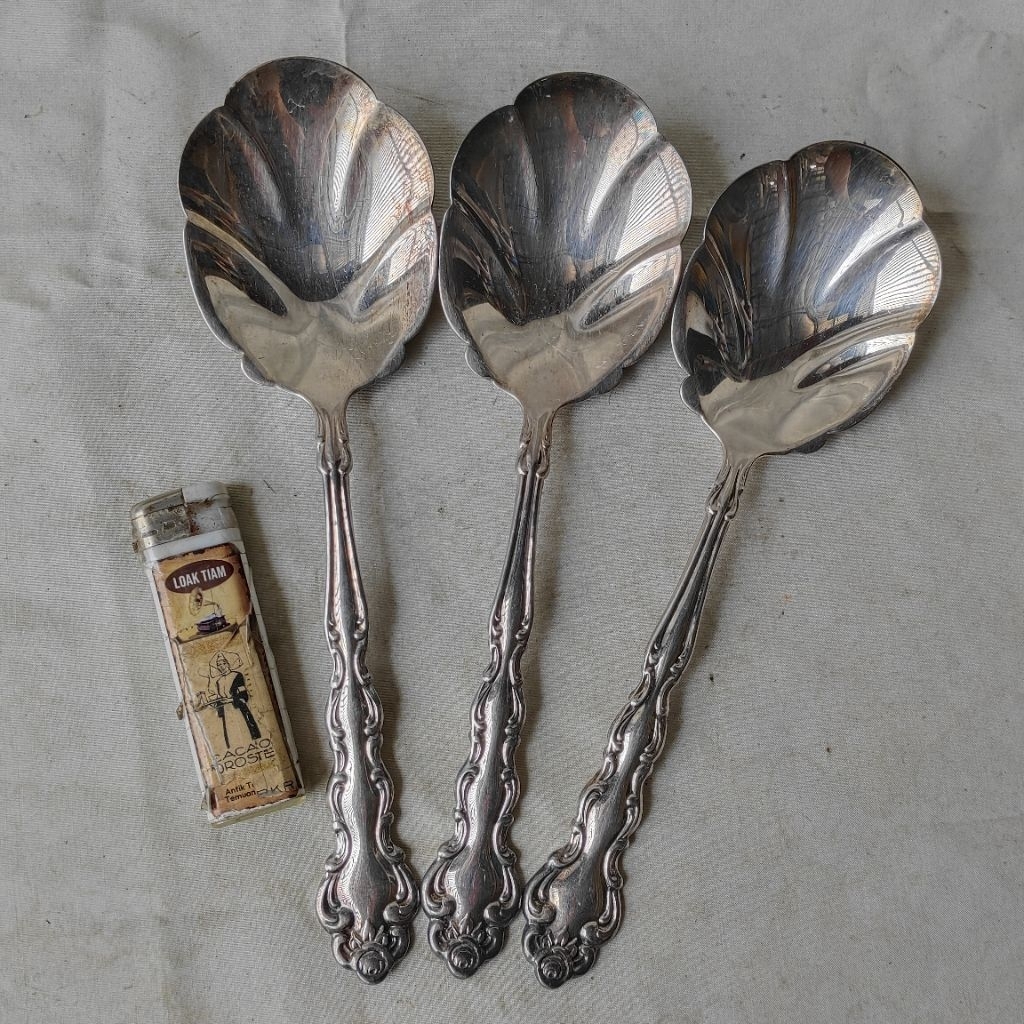 Vintage NOS 3 Sendok sayur Oneida community Silver Plated
