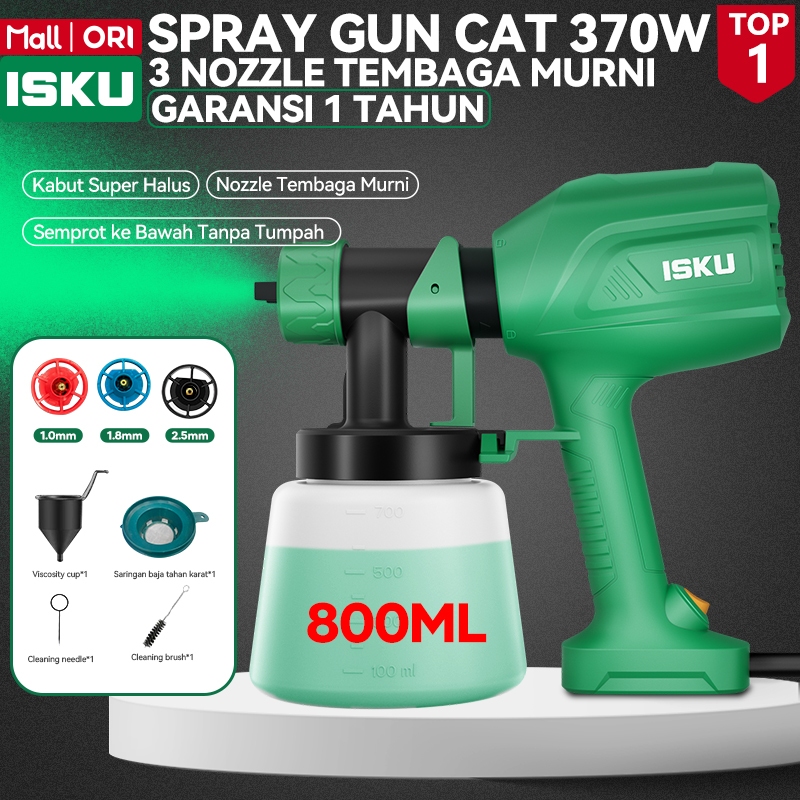 ISKU Spray Gun Elektrik Mesin Semprot Cat Listrik Paint Zoom 370W 800ML Alat Menyemprot Cat Tembok K