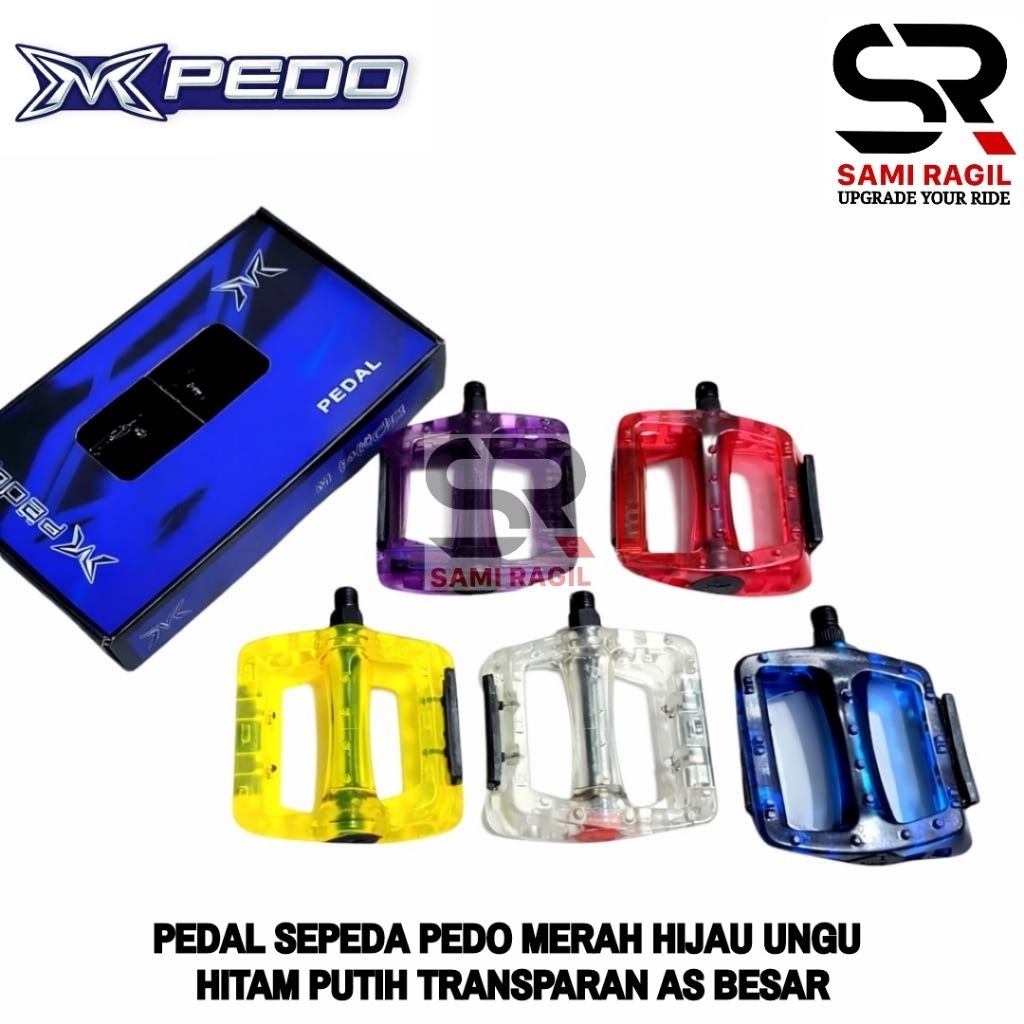 PEDAL SEPEDA PEDO MERAH HIJAU UNGU HITAM PUTIH TRANSPARAN BENING AS BESAR FIXIE MTB SELI LIPAT FEDER