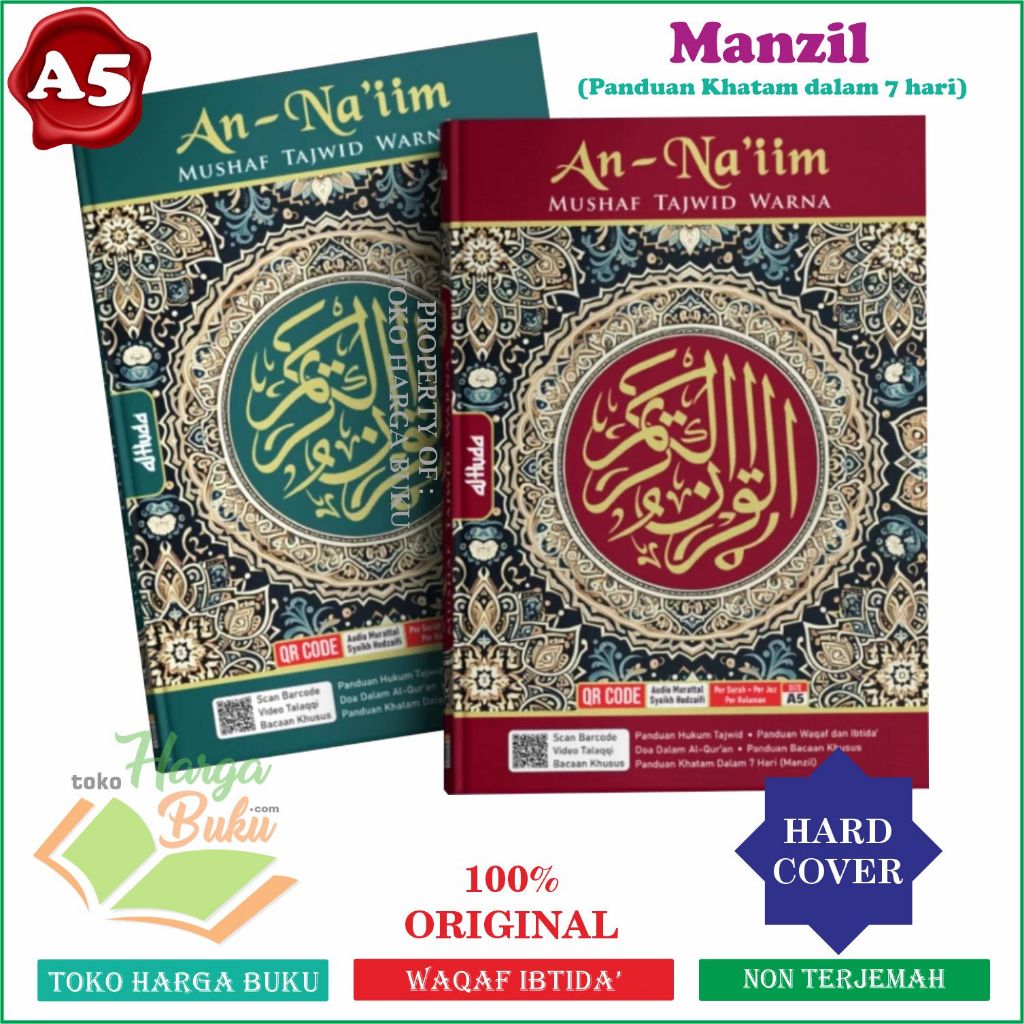 Al-Quran An-Na'iim A5 HC Mushaf Tajwid Warna An Naiim Manzil Khatam 7 Hari QR Code Audio Murattal Sy