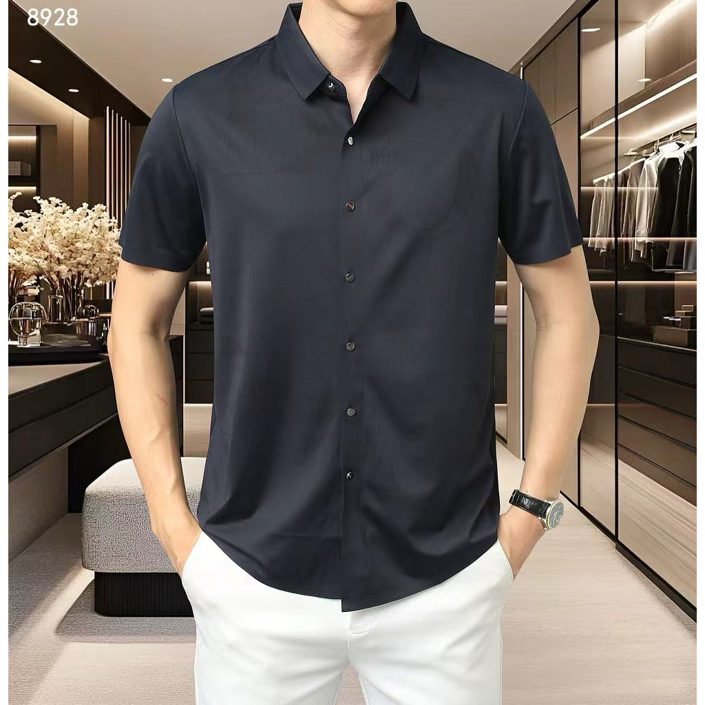 Kemeja pria fashion casual branded Navy # ABS-03C