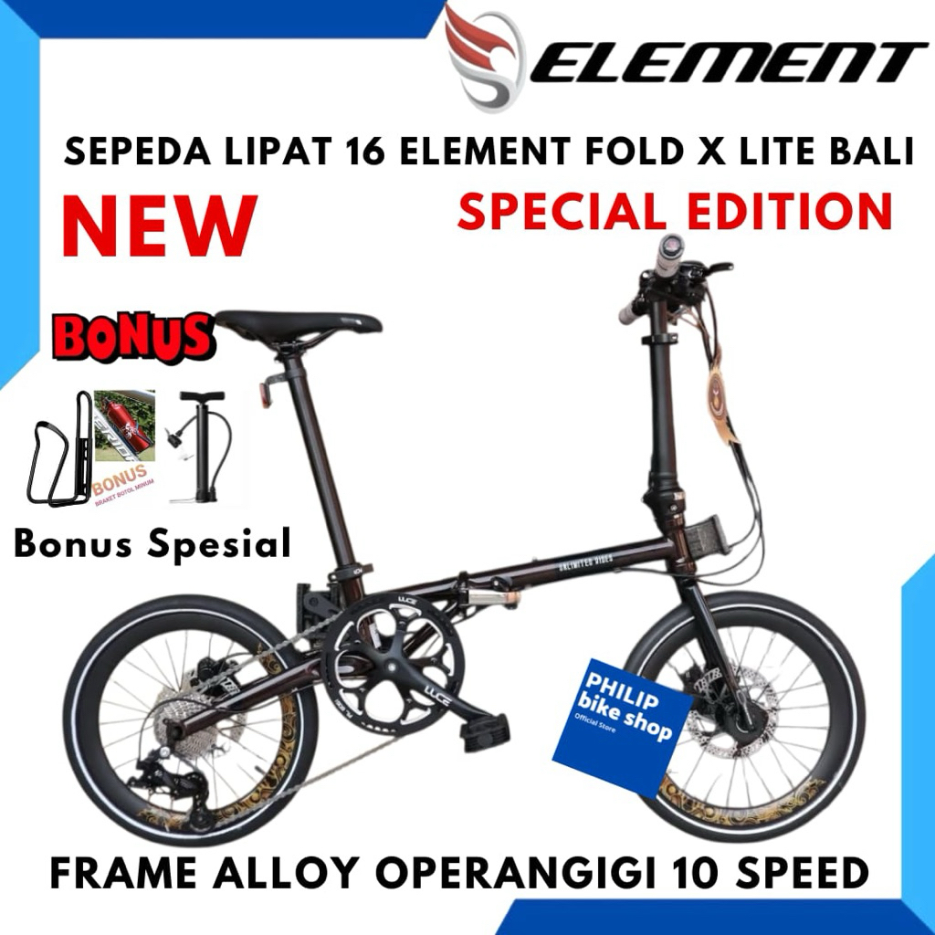 Sepeda Lipat 16 Element Troy X Edisi Nusantara Bali Spesial Edition