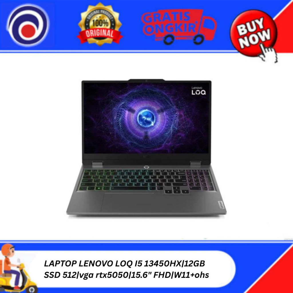 LAPTOP LENOVO LOQ I5 13450HX|12GB SSD 512|vga rtx5050|15.6" FHD|W11+ohs