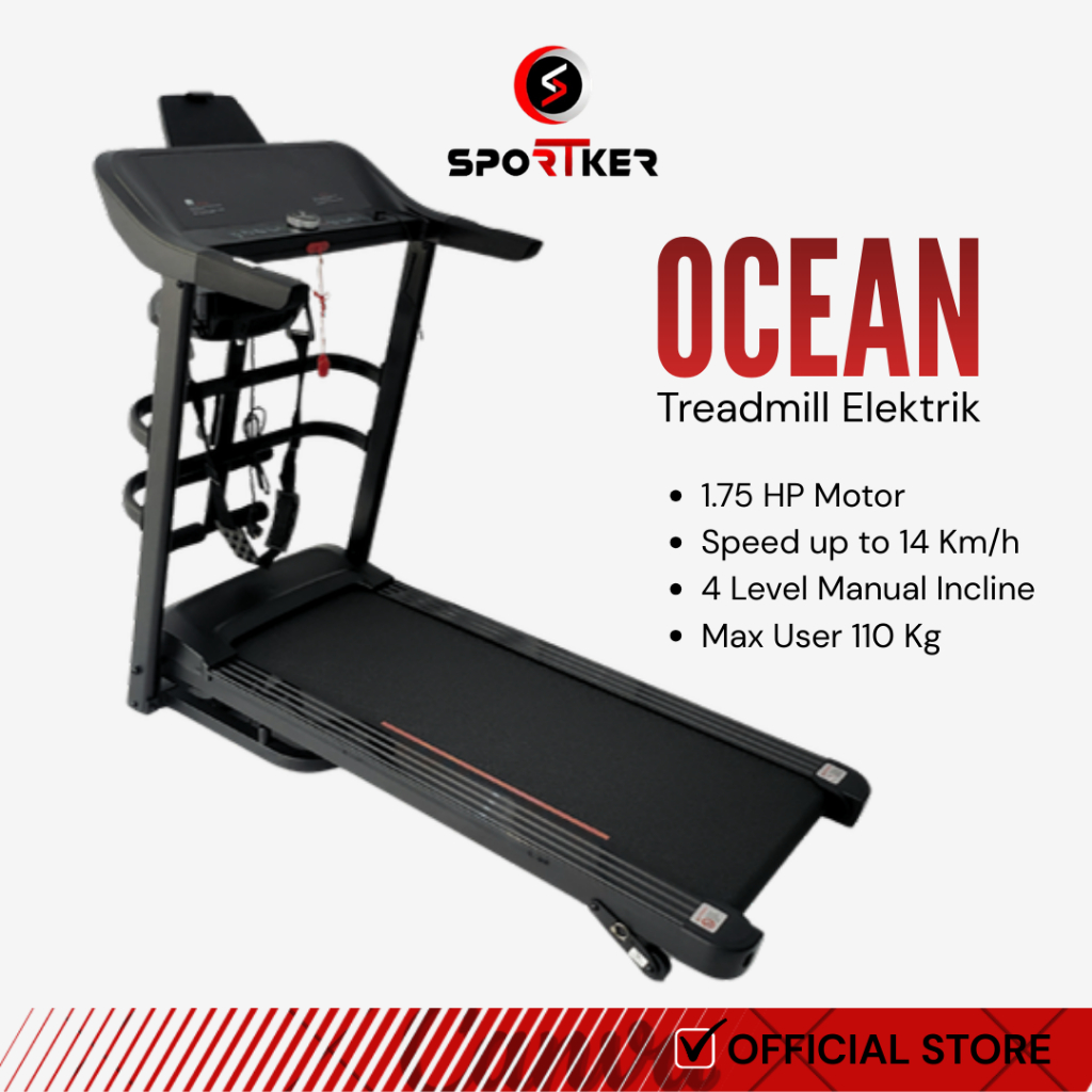 [SPORTKER] Treadmill Elektrik Ocean Alat Olahraga Lari | Alat Olahraga | Alat Fitness | Treadmill | 