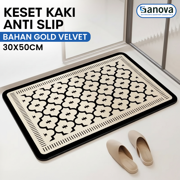 Keset Kamar Mandi Bahan Gold Velvet Serap Air Keset Dapur Keset Kaki Anti Slip Menyerap Air