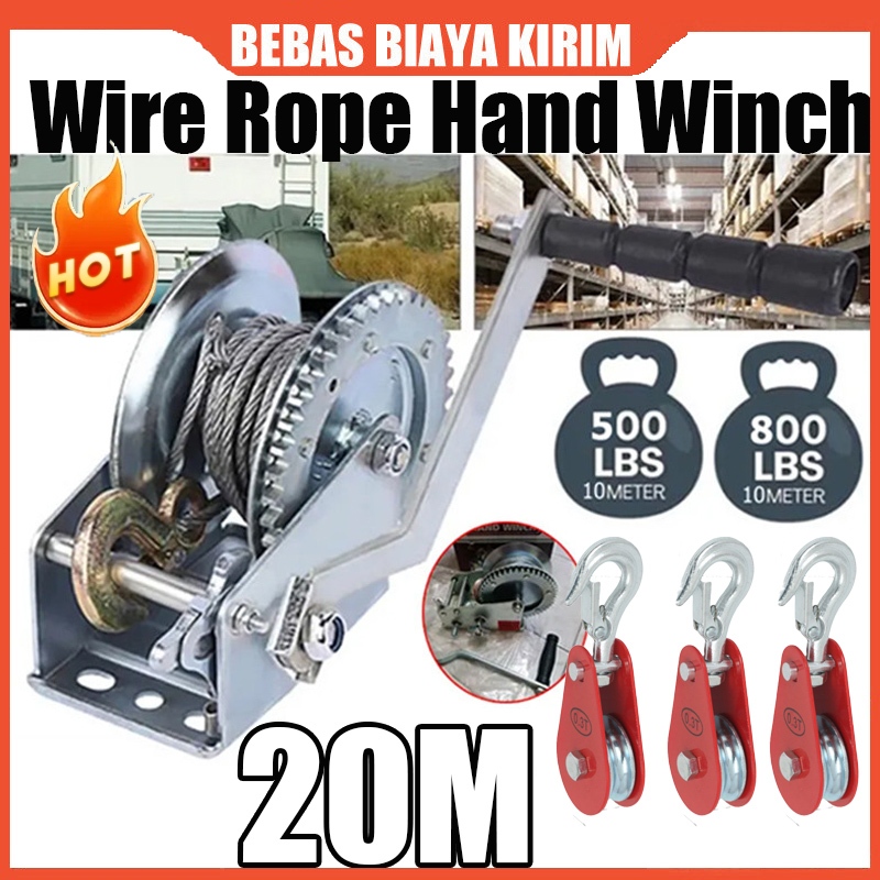 NEW 800LB Hand Winch 10M/Wire Rope Hand Winch Kualitas Tinggi Hand WinchHand Winch/Boat