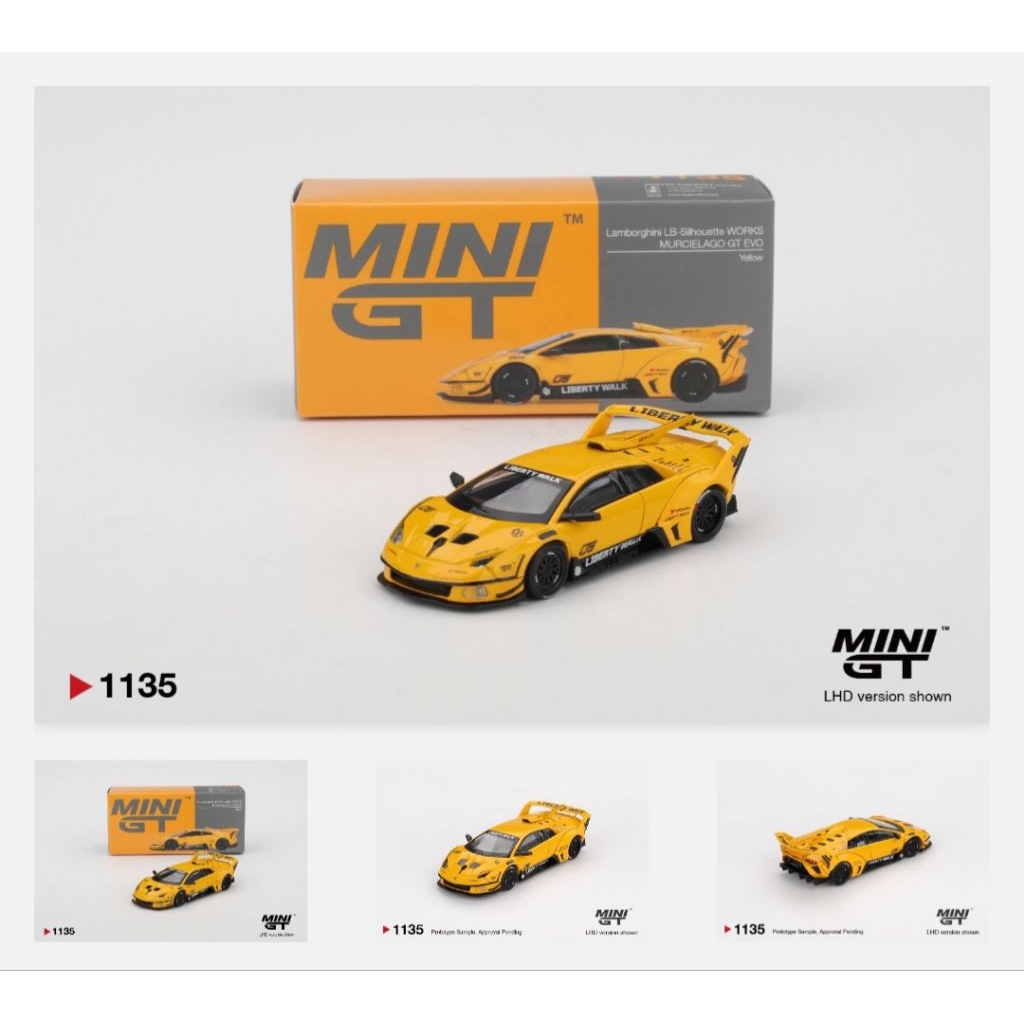 MINI GT 1135 Lamborghini LB-Silhouette WORKS MURCIELAGO GT Evo Yellow
