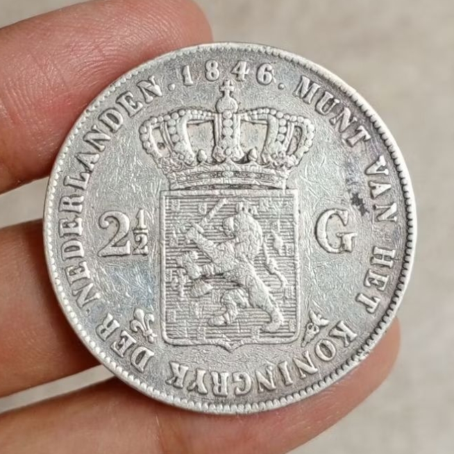 koin perak 2,5 Gulden Willem 2 thn 1846