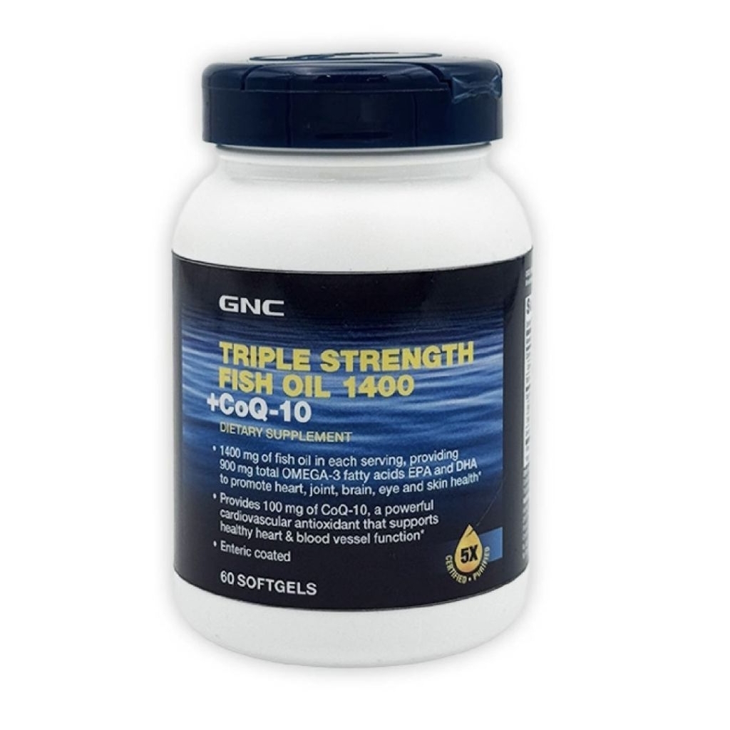 GNC Triple Strength Fish Oil (1400 + CoQ10)GNC Triple Strength Fish Oil 1400mg + CoQ-10, 60 Softgel