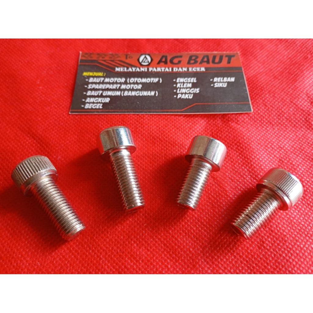 Baut L Tutup Lubang Spion M10 (Baut 14) Drat Kanan Kunci L8 - Polos Gerigi
